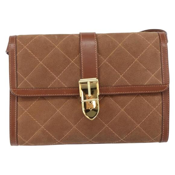 GUCCI Shoulder Bag Suede Leather Brown Gold - Picture 2 of 12